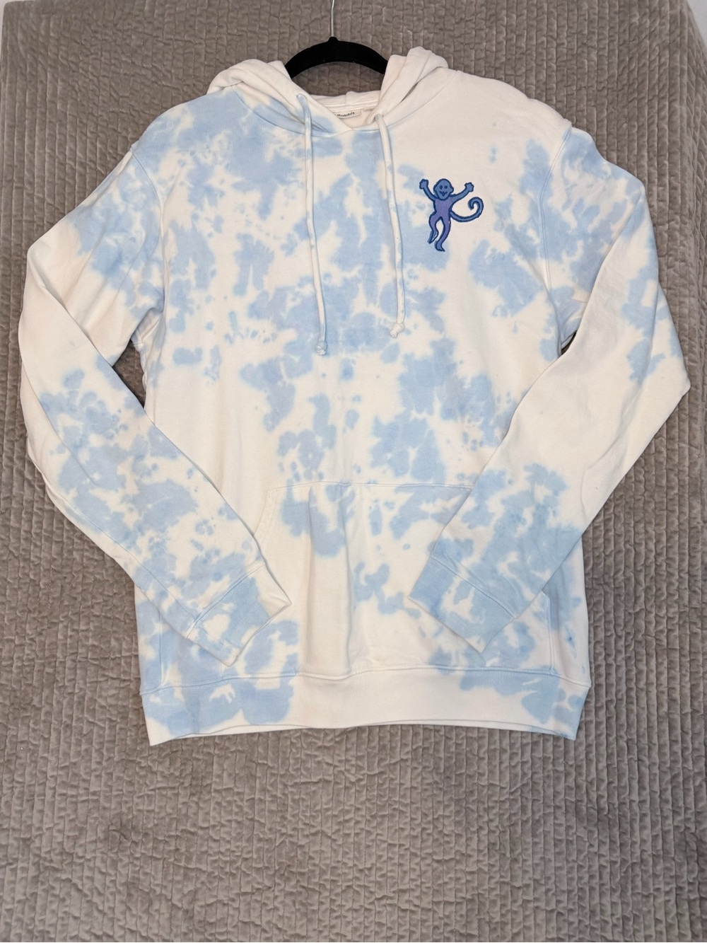 ROLLER RABBIT Blue Tie-Dye Monkey Hoodie Sweatshirt Size Medium